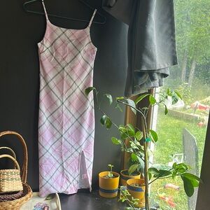 No Boundaries Pink and White Plaid Dress